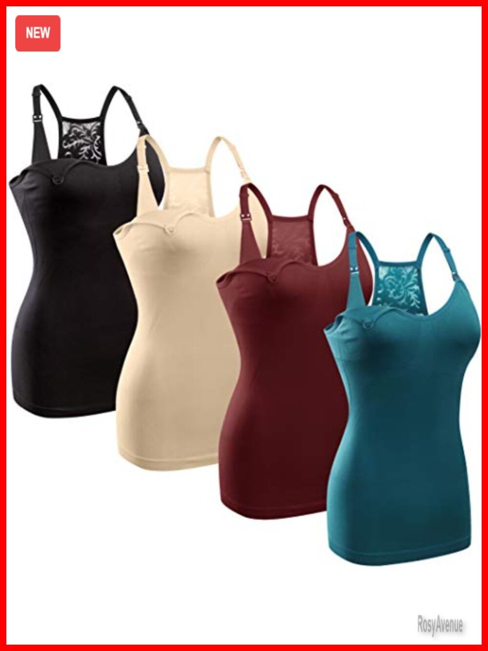 4Pack Nursing Tank Top Cami Maternity Bra Breastfeeding Shirt Adjustable